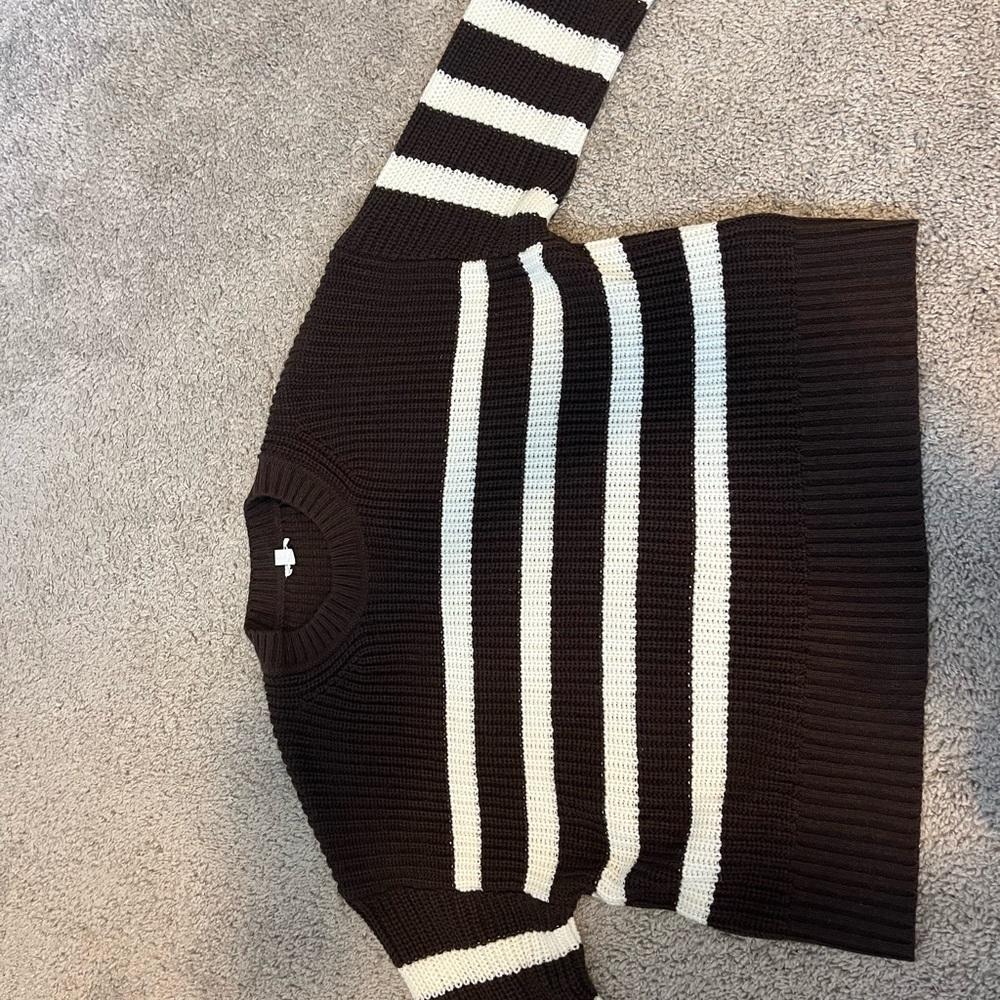 Brown and White Knit Sweater
